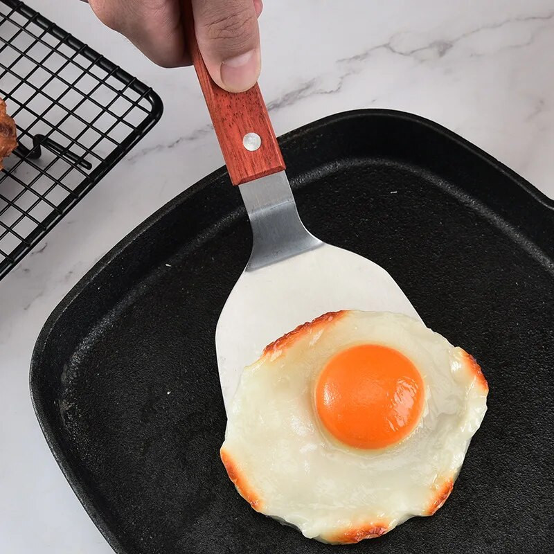 Nerūdijančio plieno mentelės jautienos kiaušinių virtuvės grandiklis Platus picos kastuvas Nelipnus vartytuvai Maisto keltuvai keptų kepsnių kastuvas
