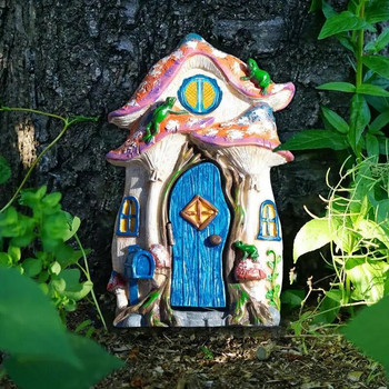 Миниатюрна врата на приказния елф Дървена къща за кукли Аксесоари за градински занаяти Къща за кукли Направи си сам картина Реколта декор пейзаж подарък
