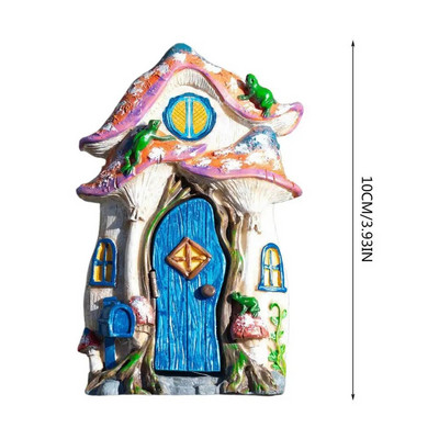 Miniatūra pasaku elfa durvis Koka leļļu namiņš Dārza amatniecības piederumi Leļļu māja DIY Glezniecība Vintage Decor Ainava Dāvana