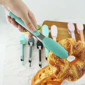 7 hüvelykes szilikon élelmiszerfogó rozsdamentes acél konyhai fogó szilikon csúszásmentes főzőcsipesz BBQ saláta eszközök Grill konyhai készlet