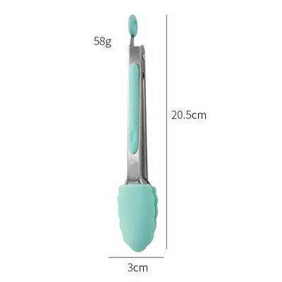 7 hüvelykes szilikon élelmiszerfogó rozsdamentes acél konyhai fogó szilikon csúszásmentes főzőcsipesz BBQ saláta eszközök Grill konyhai készlet