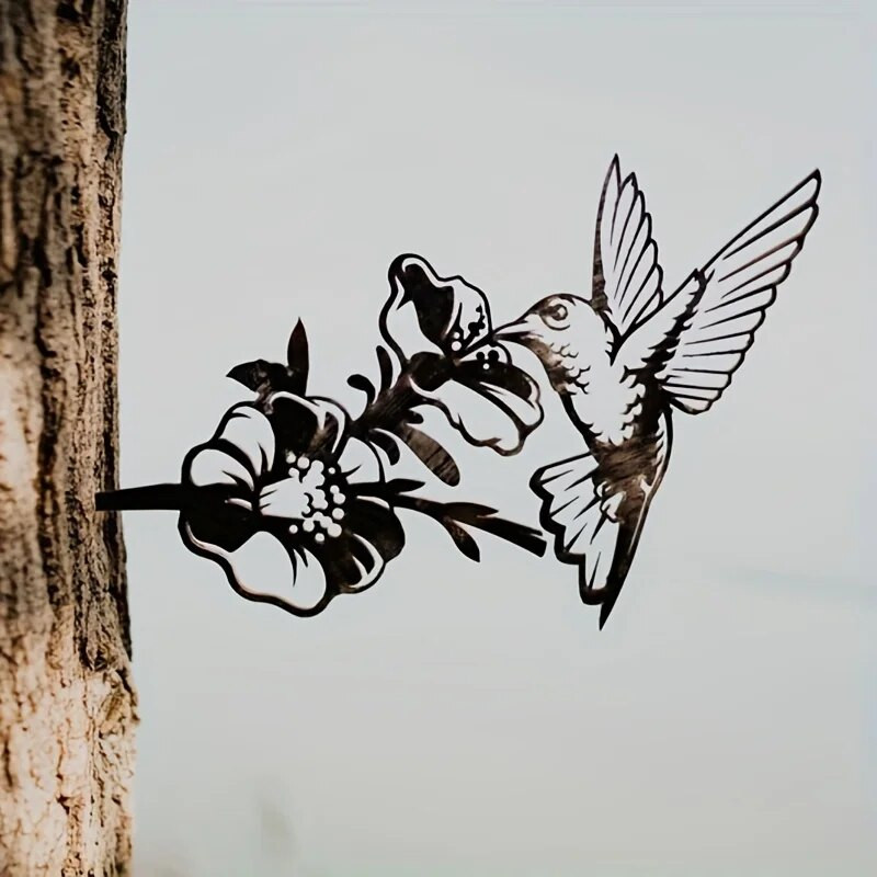 1vnt metalinis kolibrių maitinimo papuošimas kiemo dekoras, metalinis kiemo menas, sodo medžių papuošimai lauke, kiemo dekoras sodo dovana