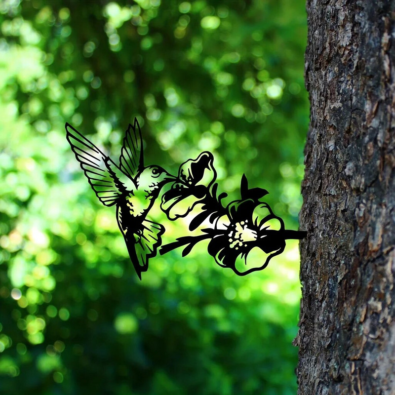 1vnt metalinis kolibrių maitinimo papuošimas kiemo dekoras, metalinis kiemo menas, sodo medžių papuošimai lauke, kiemo dekoras sodo dovana