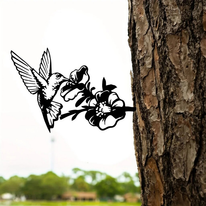 1vnt metalinis kolibrių maitinimo papuošimas kiemo dekoras, metalinis kiemo menas, sodo medžių papuošimai lauke, kiemo dekoras sodo dovana
