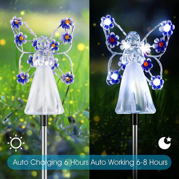 Solar Angel Garden Stake Lights Αδιάβροχο υπαίθριο αιώνιο φως Διακόσμηση μονοπατιού αγγέλου για Memorial Art Sympathy Χριστουγεννιάτικο δώρο