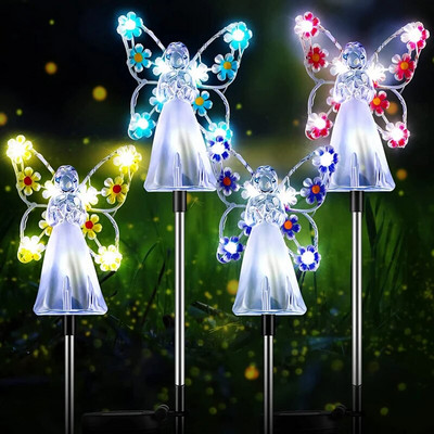 Solar Angel Garden Stake Lights Αδιάβροχο υπαίθριο αιώνιο φως Διακόσμηση μονοπατιού αγγέλου για Memorial Art Sympathy Χριστουγεννιάτικο δώρο