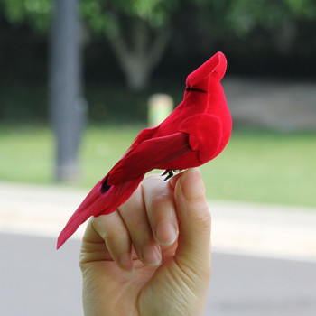2τμχ Simulation Feather Birds with Clips for Garden Decor Tree Decor Handcraft Red Birds Figurines Χριστουγεννιάτικη διακόσμηση σπιτιού
