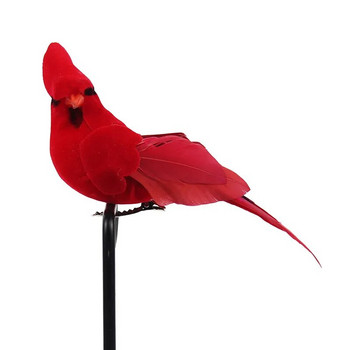 2τμχ Simulation Feather Birds with Clips for Garden Decor Tree Decor Handcraft Red Birds Figurines Χριστουγεννιάτικη διακόσμηση σπιτιού