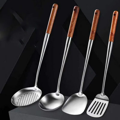 Ustensile de bucătărie din oțel inoxidabil 304 Wok Spatulă Set de instrumente oală de fier Spatulă Echipament de gătit Accesorii de bucătărie Esențiale