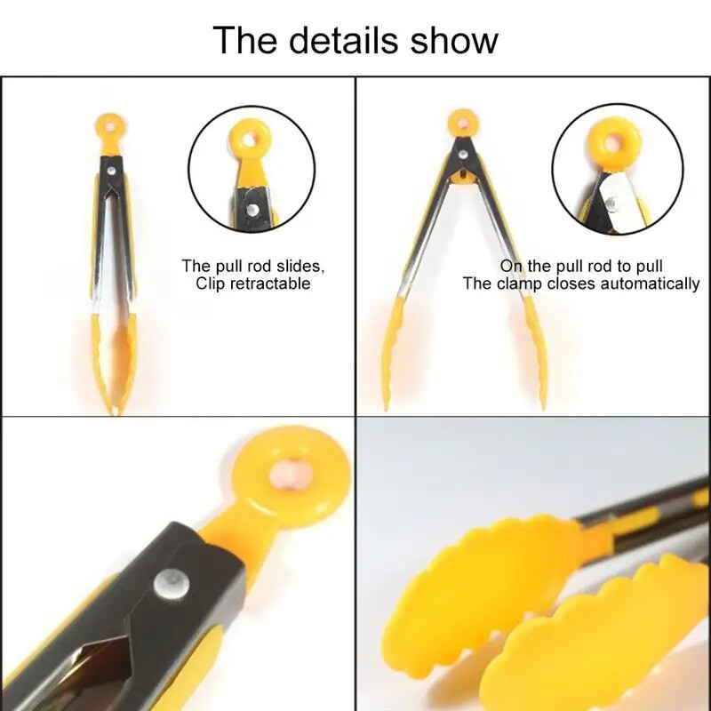 Ανοξείδωτη λαβίδα κουζίνας σιλικόνης Κλιπ μπάρμπεκιου Σαλάτα Ψωμί Μαγειρική λαβίδα σερβιρίσματος φαγητού Εργαλεία κουζίνας Κλιπ φαγητού υψηλής ποσότητας