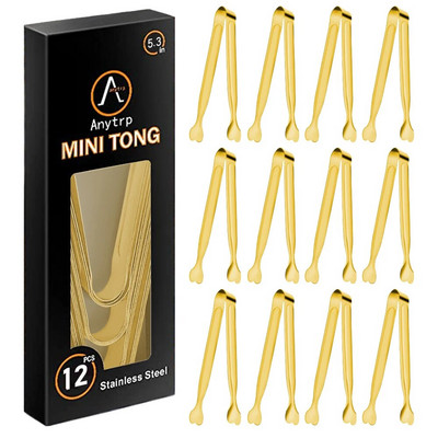 12 vnt / rinkinys Nerūdijančio plieno mini serviravimo žnyplės 5,3 colio širdies formos galvutės cukraus žnyplės ledo kubelių žnyplės Duonos maisto spaustukai Virtuvės įtaisas