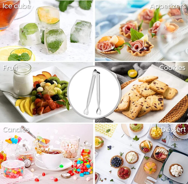 12 vnt / rinkinys Nerūdijančio plieno mini serviravimo žnyplės 5,3 colio širdies formos galvutės cukraus žnyplės ledo kubelių žnyplės Duonos maisto spaustukai Virtuvės įtaisas