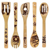 5 vnt./rinkinys Bambuko virtuvės reikmenų rinkinys su vaiduokliu Kalėdų senelio sniego senelio piešiniu gaminimui ir dekoravimui, Kalėdų Helovino dovana