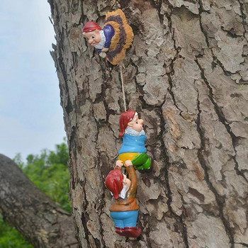 Ρητίνη Αναρρίχηση Gnome Γλυπτό Λευκή γενειάδα Νάνος Τέχνης Άγαλμα Αυλή Τοπίο ειδώλια Διακόσμηση δέντρων κήπου Κρεμαστό με ξωτικό