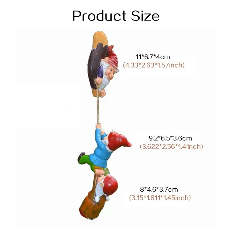 Sveķu kāpšana rūķīša skulptūra Baltā bārda rūķītis mākslas statuja pagalms ainava figūriņas dārzs koku rotājums elfa kulons