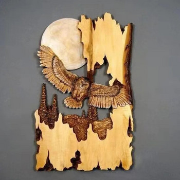 Резба на животни, ръчна изработка, окачена на стена скулптура, дървена миеща мечка, мечка, елен, ръчно рисувана декорация за дома, всекидневната, дропшиппинг
