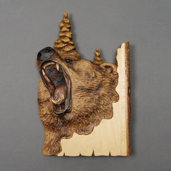 Χειροτεχνία Ζώων Γλυπτό Κρεμαστό τοίχου Γλυπτό Ξύλινο Ρακούν Αρκούδα Ελάφι Ζωγραφισμένη στο χέρι Διακόσμηση για Σαλόνι Σπίτι Dropshipping