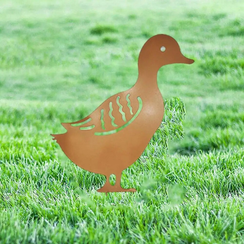 4gab./komplekts Dzelzs pīles modelis Radošs dobs, iespraužams pīles ģimenes zāles dārza zāliena dekors āra dekors Amatniecība