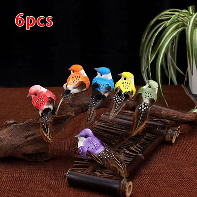 6 X Artificial Birds Fake Foam Animal Simulation Feather Models Birds DIY Wedding Home Garden Στολίδι