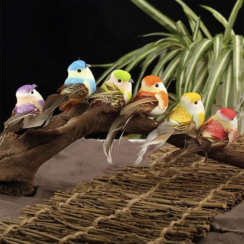 6 X Artificial Birds Fake Foam Animal Simulation Feather Models Birds DIY Wedding Home Garden Στολίδι