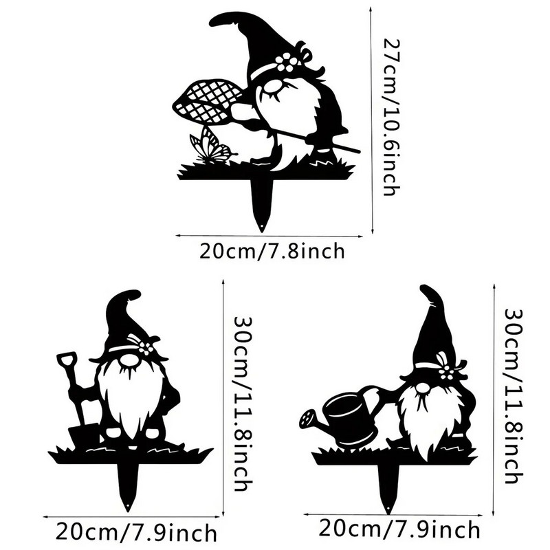 1gb metāla amatniecības Ziemassvētku vecīša ieliktnis pagalma rūķīša silueta rotājums zāliena rūķīšu stabi rūķu dārza rotājumi liels āra metāla pagalms