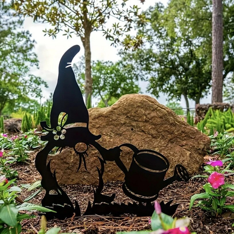 1gb metāla amatniecības Ziemassvētku vecīša ieliktnis pagalma rūķīša silueta rotājums zāliena rūķīšu stabi rūķu dārza rotājumi liels āra metāla pagalms