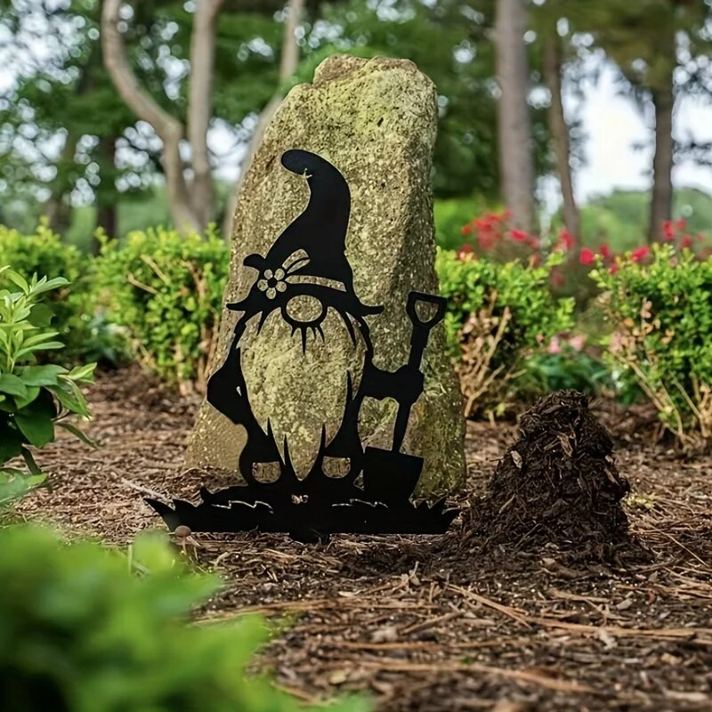 1gb metāla amatniecības Ziemassvētku vecīša ieliktnis pagalma rūķīša silueta rotājums zāliena rūķīšu stabi rūķu dārza rotājumi liels āra metāla pagalms