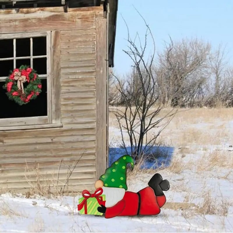 Dovanų serija Gnome Metal Insert 3 Naujasis Kalėdų Senelio nykštukas Kalėdų Senelio kiemo papildinys Kalėdų dekoras sodo kieme lauke