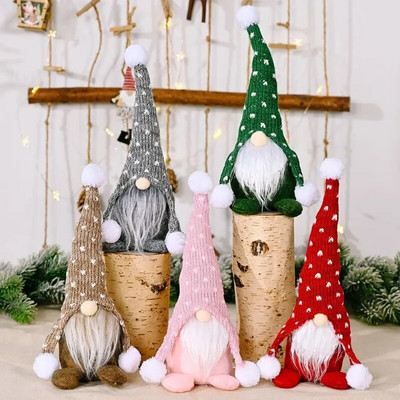 Jõulud näota metsamehe nukud Jõulupäkapikud Navidad kootud müts Istunukk Jõuluvanukukk Santa Boneca Kodukaunistamise kingitused
