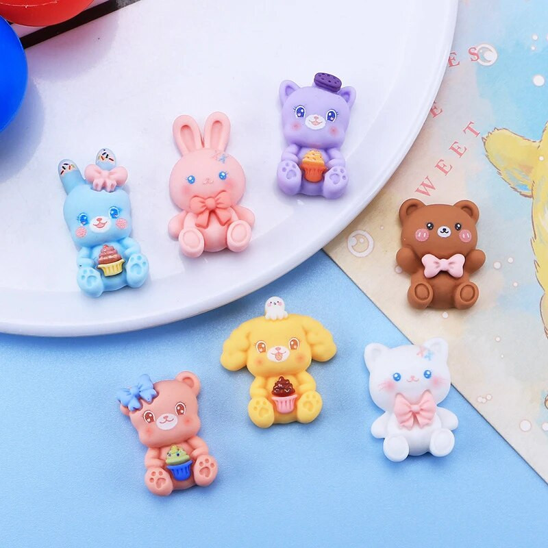 10 gab. Jauna, jauka mini multfilma Lācis Trusis Dzīvnieku sērija Sveķu albums DIY Juvelierizstrādājumi Matadatas Aksesuāri Rotā rokdarbi