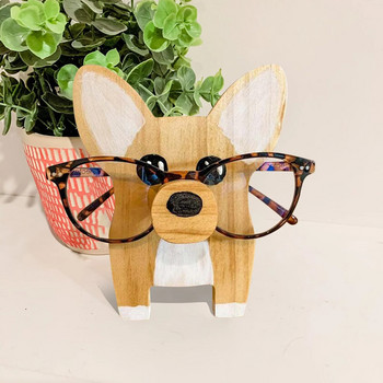 Поставка за държач за очила Куче Куче Кученце Рамка за очила Коледен подарък Сладък домашен любимец Дървена украса Слънчеви очила Поставка за очила