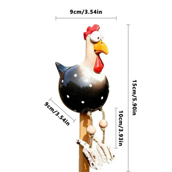 Χειροτεχνία από ρητίνη Αγάλματα Αστεία Big Eyed Chicken Statue Long Foot Hen Sculptures Κήπος Φράχτης Τέχνης Προμήθειες Ξύλινη διακόσμηση πασσάλων