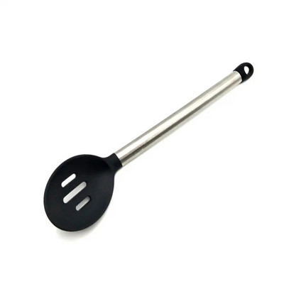 Μαγειρικά σκεύη σιλικόνης Ανοξείδωτη λαβή σπάτουλας με σέσουλα τρυπητό ξύστρα κουζίνας εργαλεία μαγειρικής