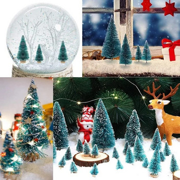 50 ΤΕΜ Μινιατούρα Τεχνητό Χριστουγεννιάτικο Δέντρο Μικρό Χιόνι Παγετό Δέντρα Πεύκα Δέντρα Χριστουγεννιάτικες DIY Χειροτεχνίες διακόσμησης για πάρτι