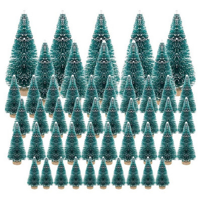 50 gab Miniatūra mākslīgā Ziemassvētku eglīte Maza sniega salnas koki Priedes Ziemassvētku DIY ballīšu rotājumi