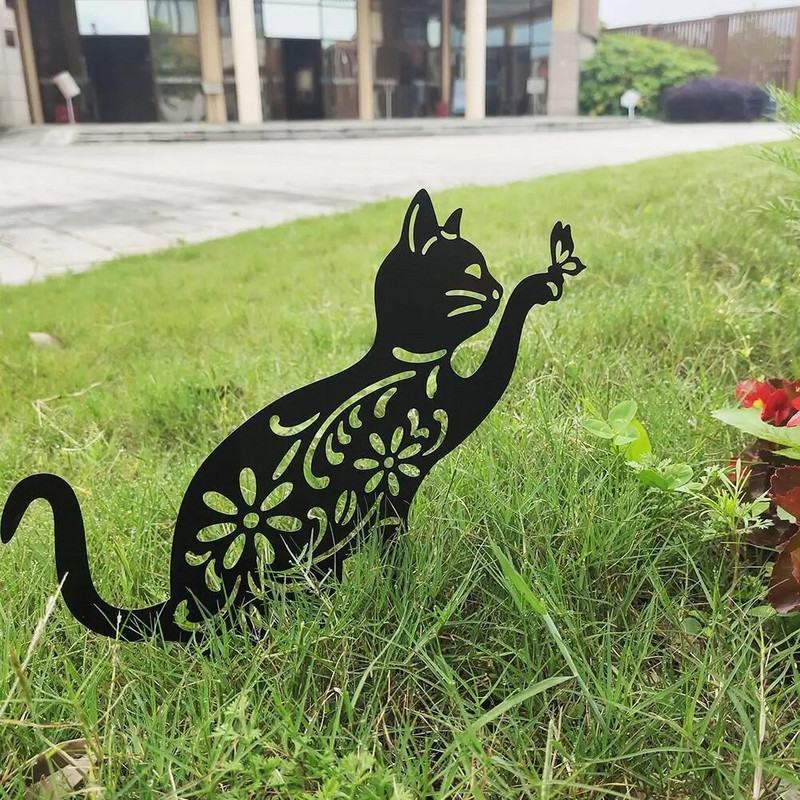 Nagy tyúk fekete cica sziluett dekor csirke nem fém tyúk kertészeti díszekhez akril udvar Művész kert háztáji pázsit
