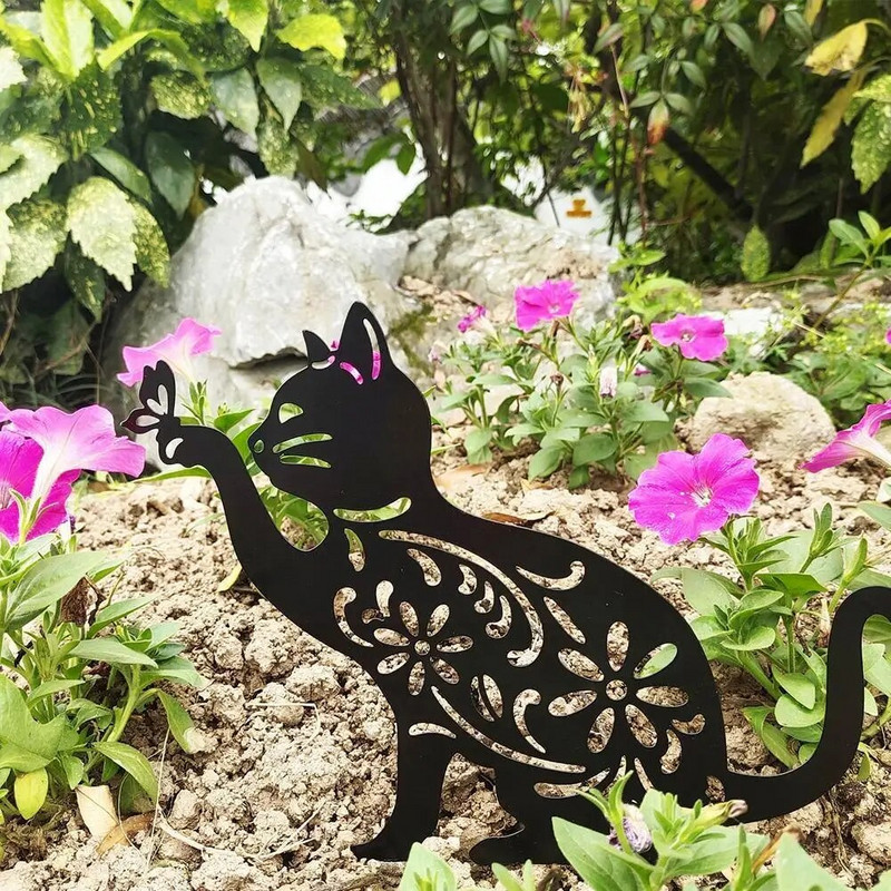 Nagy tyúk fekete cica sziluett dekor csirke nem fém tyúk kertészeti díszekhez akril udvar Művész kert háztáji pázsit