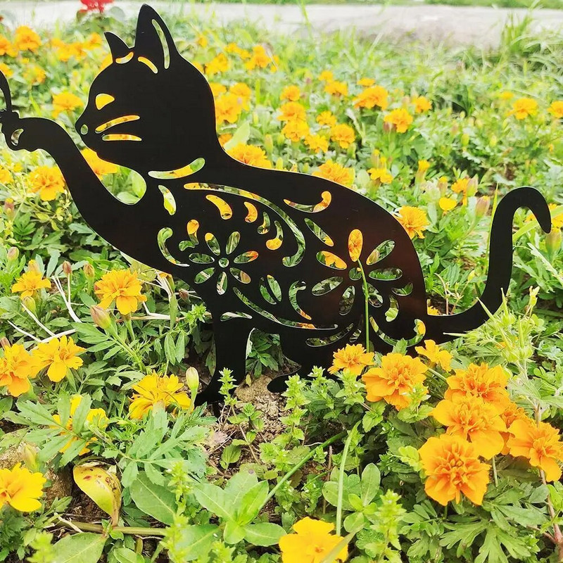 Nagy tyúk fekete cica sziluett dekor csirke nem fém tyúk kertészeti díszekhez akril udvar Művész kert háztáji pázsit