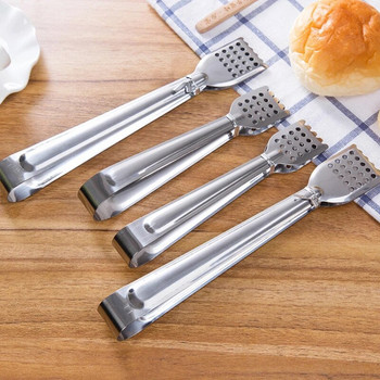 2/3PCS Кухненски инструменти Food Toong Tool Set Heat Bread Tong Неръждаема стомана салата барбекю готвене сервиране на храна щипки за мъниста клипс