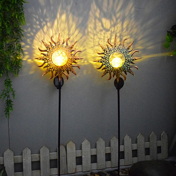 Led слънчева светлина за морава слънце луна водоустойчива ретро лампа градински декор за пейзаж на двора открит двор коледна украса
