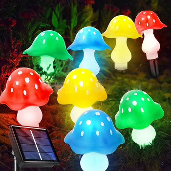 8 τεμ. LED ηλιακή λάμπα μανιταριού Υπαίθρια ηλιακά φώτα χορδών 8 Λειτουργίες φωτισμού IP65 Αδιάβροχο Cute Mushroom Landscape Stake Light