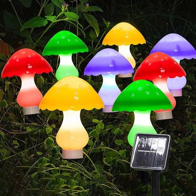 8 tk LED päikeseenergia seenelamp välistingimustes päikesepatarei tuled 8 valgustusrežiimi IP65 veekindel armas seente maastiku valgusti