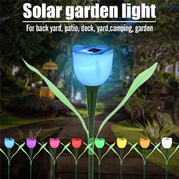 Горещи разпродажби Външна градина LED соларна светлина Пейзаж Домашен Водоустойчив Лале Нощно цвете Двор Лампа за морава