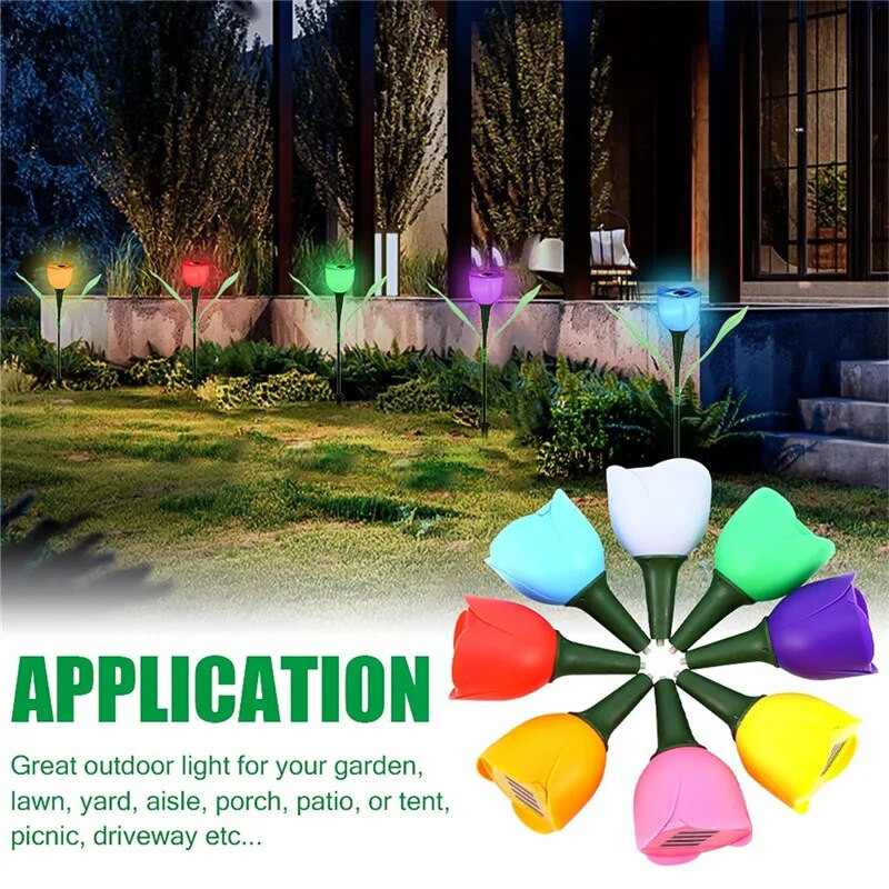 Karstā izpārdošana āra dārza LED saules enerģijas gaismai ainava mājas ūdensnecaurlaidīga tulpju nakts ziedu pagalma zāliena lampa