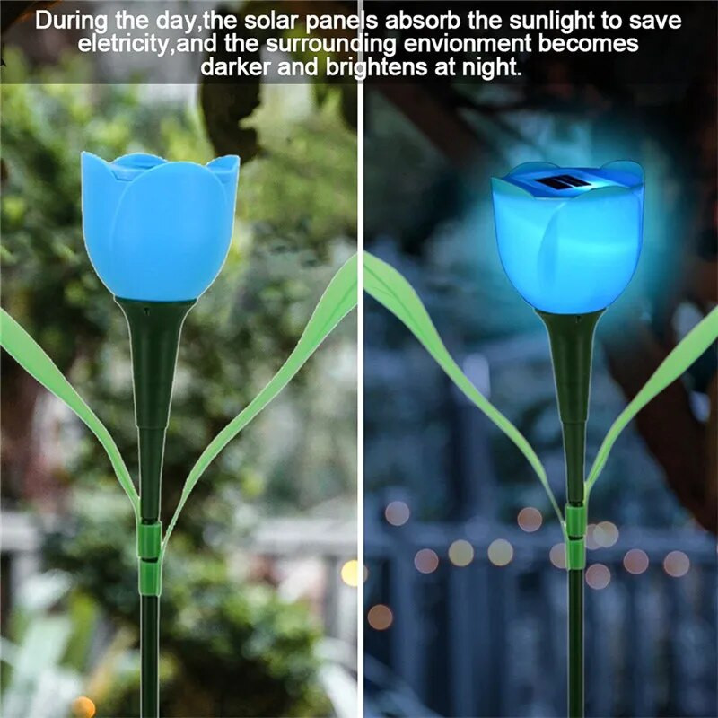 Karstā izpārdošana āra dārza LED saules enerģijas gaismai ainava mājas ūdensnecaurlaidīga tulpju nakts ziedu pagalma zāliena lampa