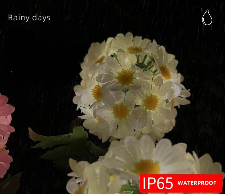 Saules lampa āra bumbas krizantēmas ziedu dārza apgaismojums ar ūdensnecaurlaidīgu lauku mājas kāzu dekorēšanai