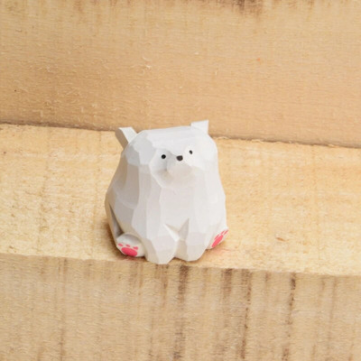 1db Aranyos mini fa medve tömör fa, kézzel faragott medve figurák Miniatűr jegesmedve kézműves díszek asztaldísz gyerekeknek ajándékok