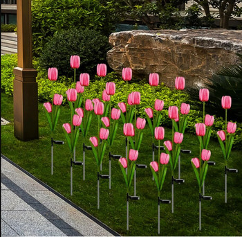 Соларна лампа за морава Светлина LED симулация Лале Роза Лилия орхидея Външно Градина Двор Парк Пътека Коридор Тревна площ Декоративно осветление