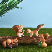 4 bucăți/set încântător veveriță model de familie figurine de animale din desene animate pentru casă de păpuși, tort, decor acasă, pentru copii, în miniatură, set de joacă pentru decorare pentru grădină