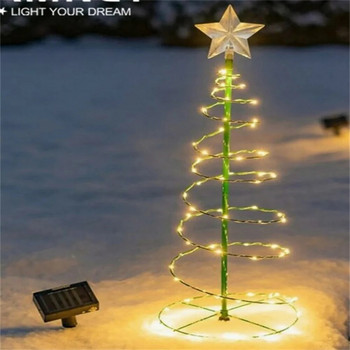 Solar Spiral Χριστουγεννιάτικα Δέντρα Εξωτερικού Φωτισμού Xmas Pathway Μαρκαδόροι με αδιάβροχα φώτα για πάσσαλο για διακόσμηση πεζών αυλής βεράντας